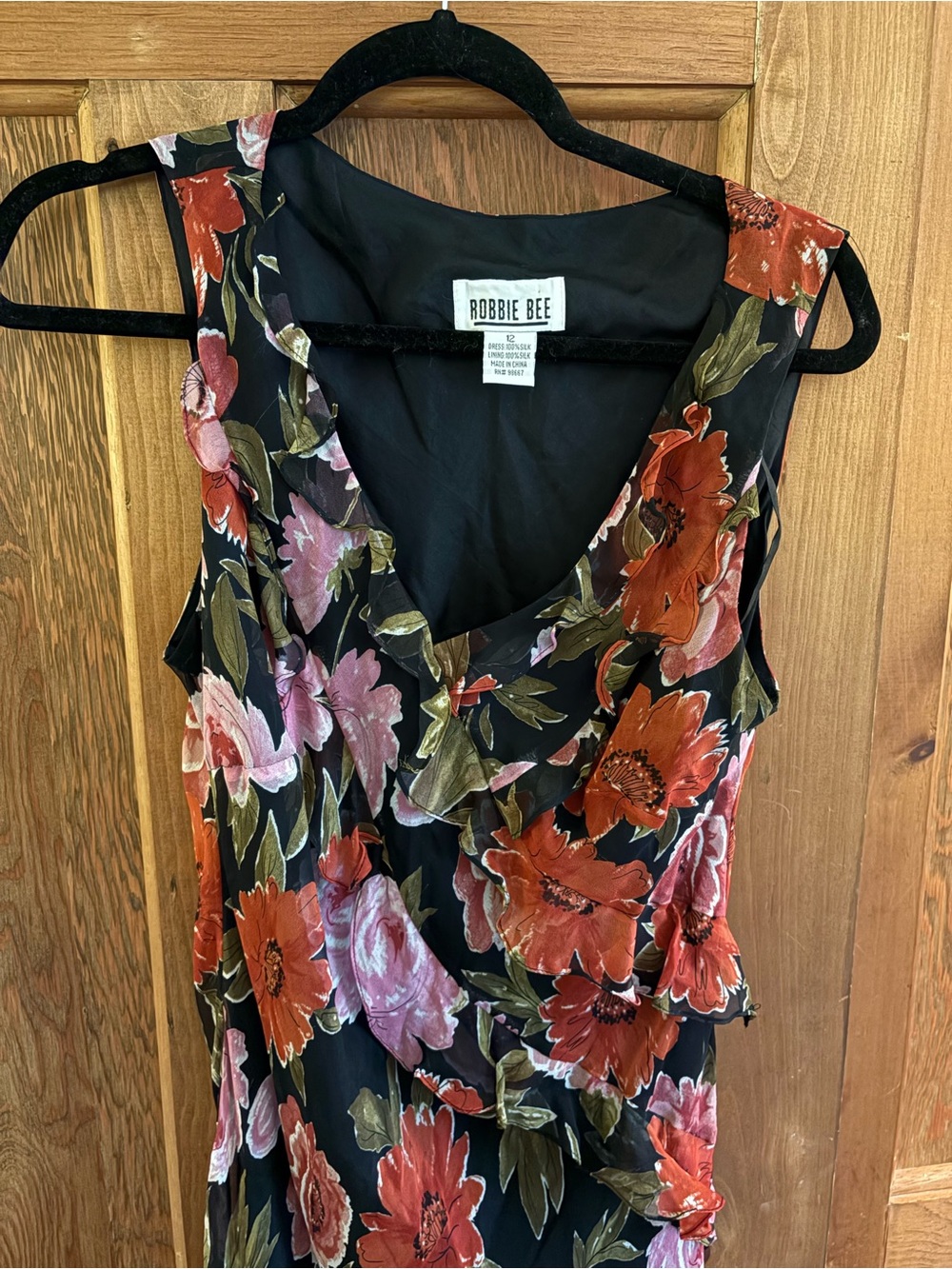Vintage 90s 100% Silk Floral Midi Dress
